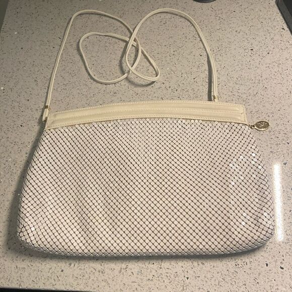Vintage Whiting and Davis White Mesh Crossbody Purse - Picture 1 of 7
